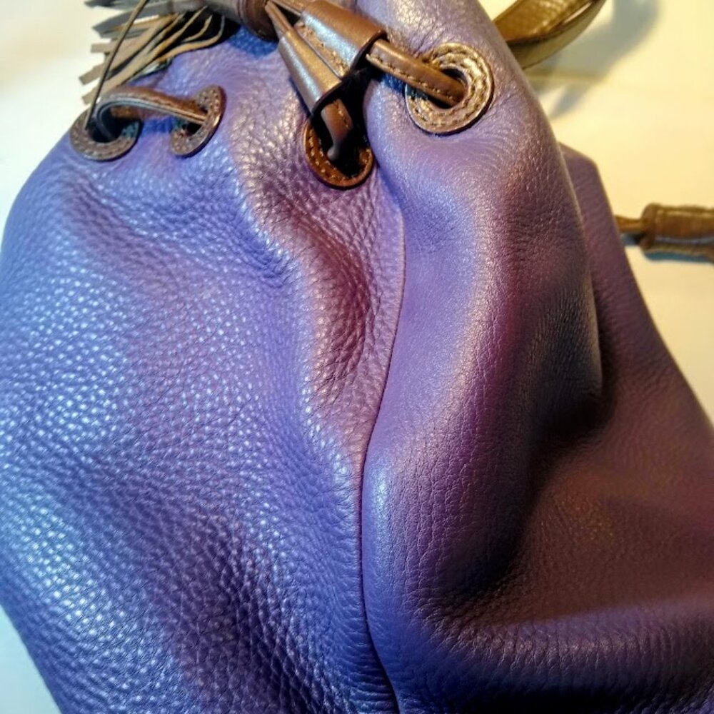 Cole Haan purple-eggplant with chocolate trimmings leather bag - Picture 11 of 16